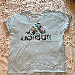 Adidas Kids Light Blue Camo Logo Tee